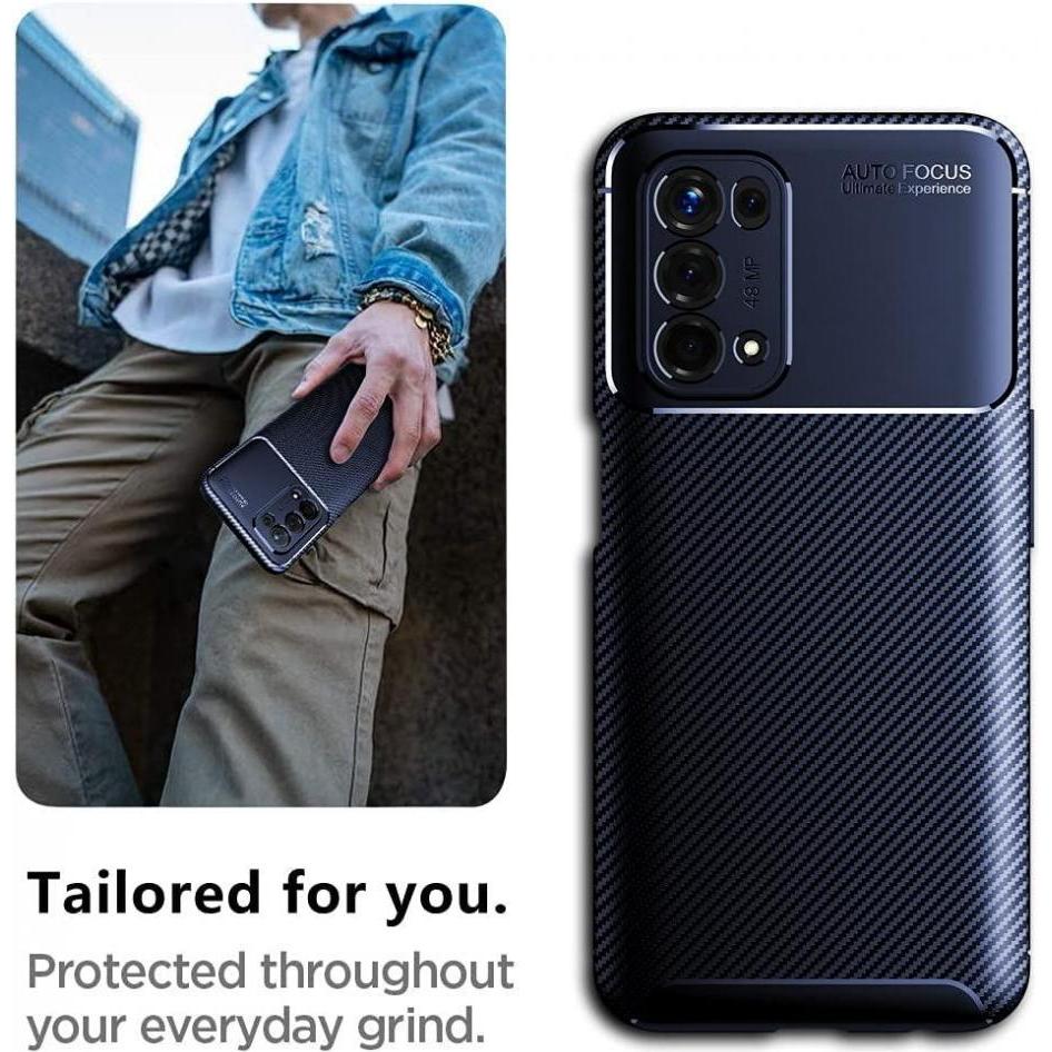 Screenguard Oppo A54 5G Hülle Carbon Design TPU Case (Oppo A54 5G), Smartphone Hülle, Blau
