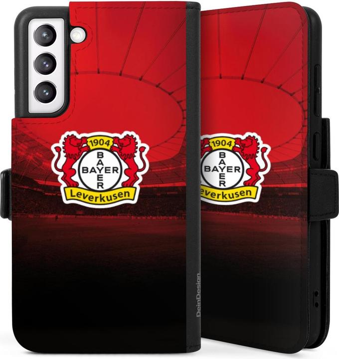 Actual product image DeinDesign Tasche für Samsung Galaxy S21 FE 5G Handy Flip Case Wallet Cover Handytasche Leder Bayer 04 (Samsung Galaxy S21 FE 5G)