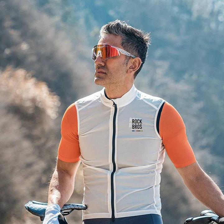 Productafbeelding Rockbros SP297 polariserende fietsbril - wit (Wit met blauwe slapen, Oranje)