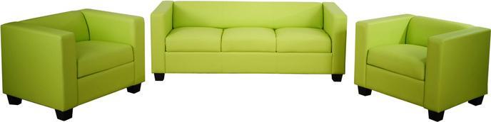 Immagine prodotto Mendler Set di divani 3-1-1 Loungesofa Lille - Finta pelle, Verde chiaro (3 posti)