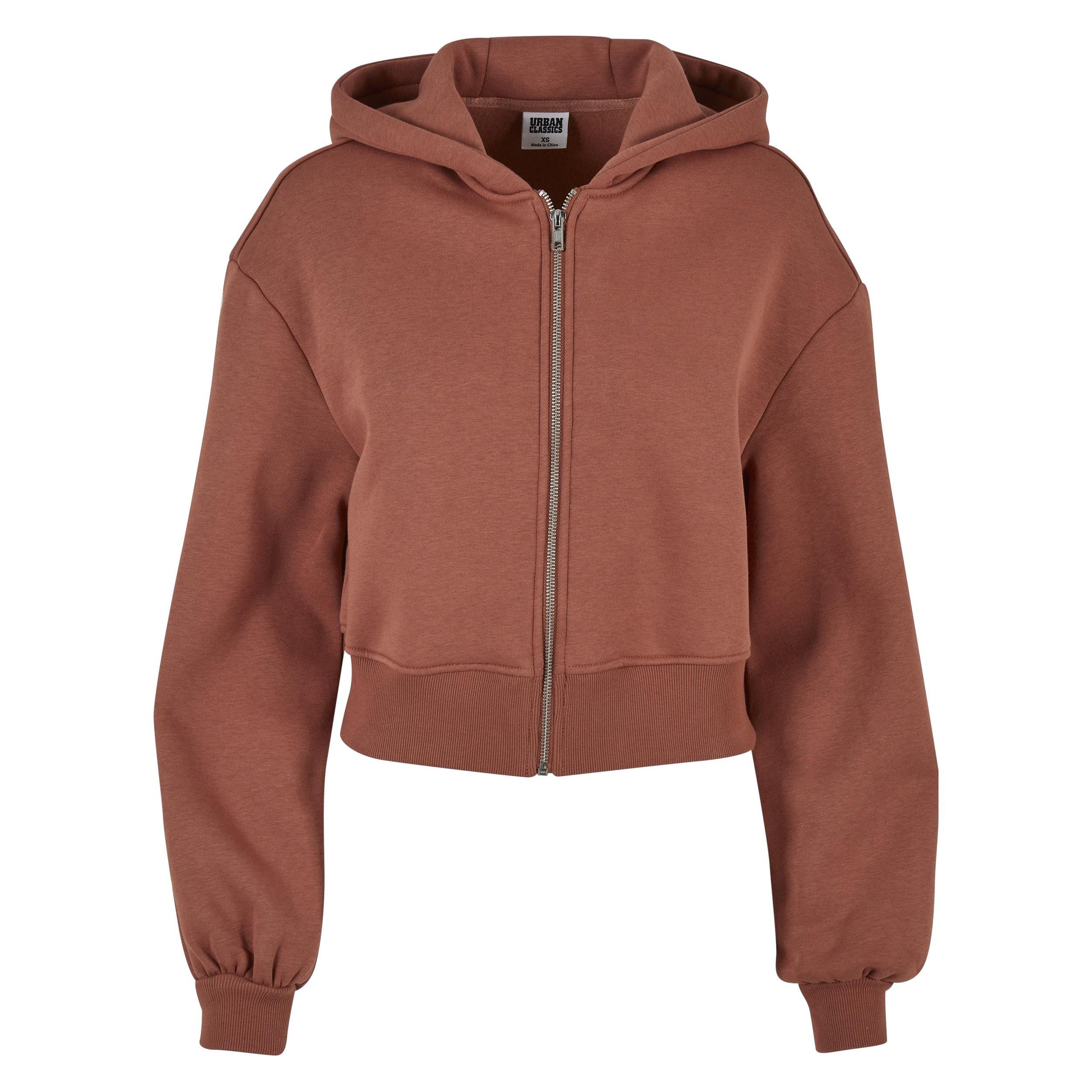 Urban Classics, Damen, Pullover, Ladies Short Oversized Zip Jacket - 16656, Rot, (4XL)