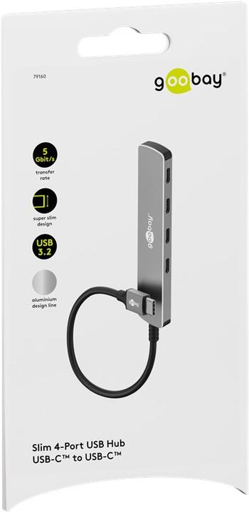 Actual product image Goobay Slim 4-Port USB-Hub, USB-C auf USB-C, 5 Gbit/s (USB-C, 4 ports)