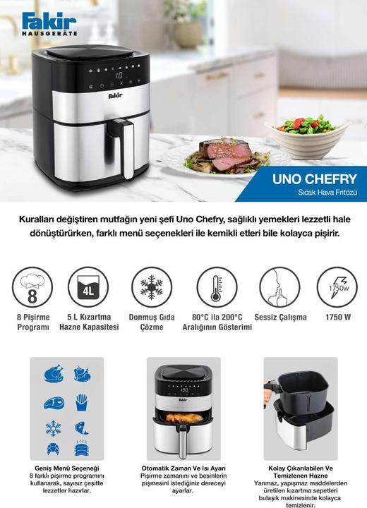 Actual product image Fakir Chefry Uno sw hot air fryer