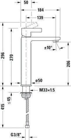 Productafbeelding Duravit EH-WT-MI D-NEO L zonder afvoerplug chroom