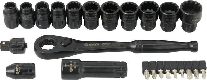 Productafbeelding SATA Durchgangs-Steckschlüsselsatz, X6, 24-tlg. (10 mm, 11 mm, 12 mm, 13 mm, 14 mm, 15 mm, 16 mm, 17 mm, 18 mm, 19 mm, 8 mm)