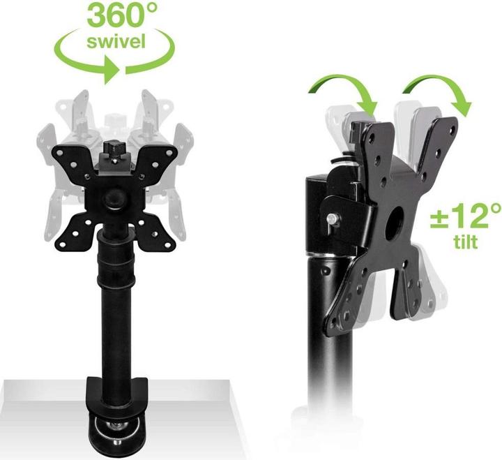 Image du produit Techly Support de bureau pour LCD TV LED 13 30 bras court inclinable pince (Tables, 30", 15 kg)