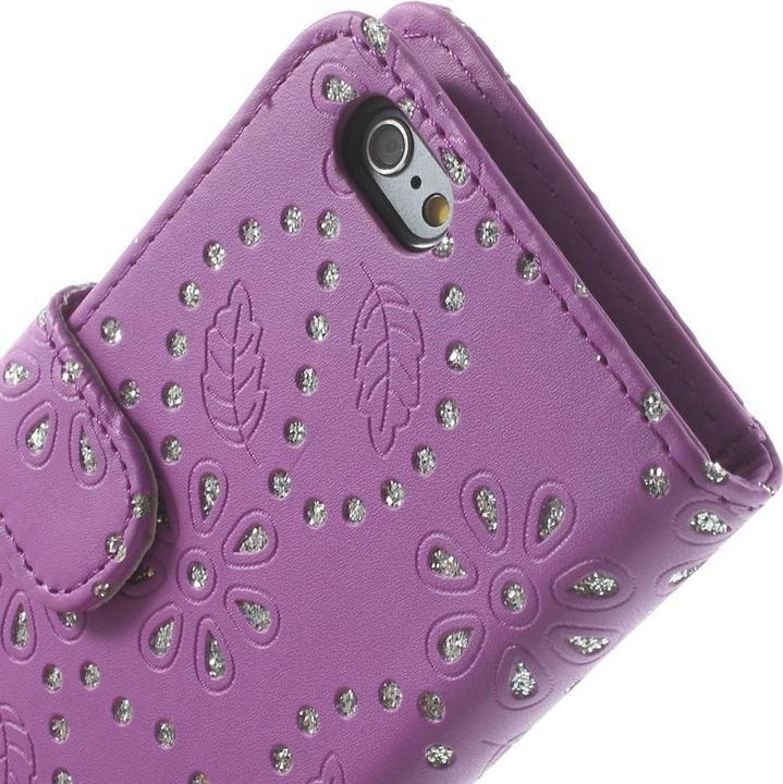 Produktbild König Design Handytasche Flip Strass für Handy Apple iPhone 6 (4,7 Zoll) Lila / Violett (Apple iPhone 6)