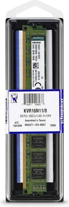 Produktbild Kingston ValueRAM (1 x 8GB, 1600 MHz, DDR3-RAM, DIMM)