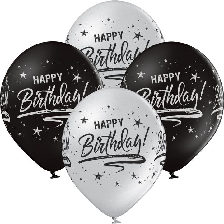 Immagine prodotto bonacker ballonversand Palloncini Happy Birthday argento - di ottima qualità in gomma naturale (25 x)
