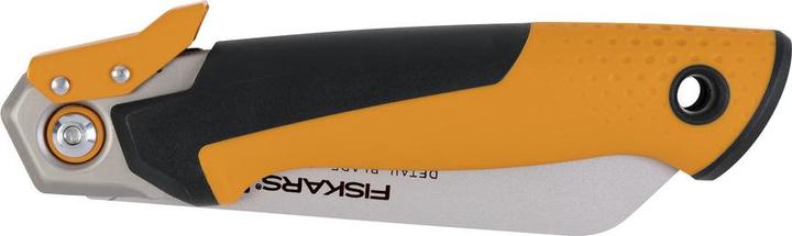 Produktbild Fiskars Pro Klappbare Zugsäge, Sägeblattlänge: 15 cm, 19 TPI, Schwarz/Orange, PowerTooth, 1062932