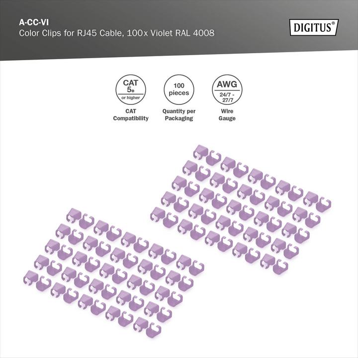 Produktbild Digitus Farbclips für Patchkabel - Violett (CAT5e)