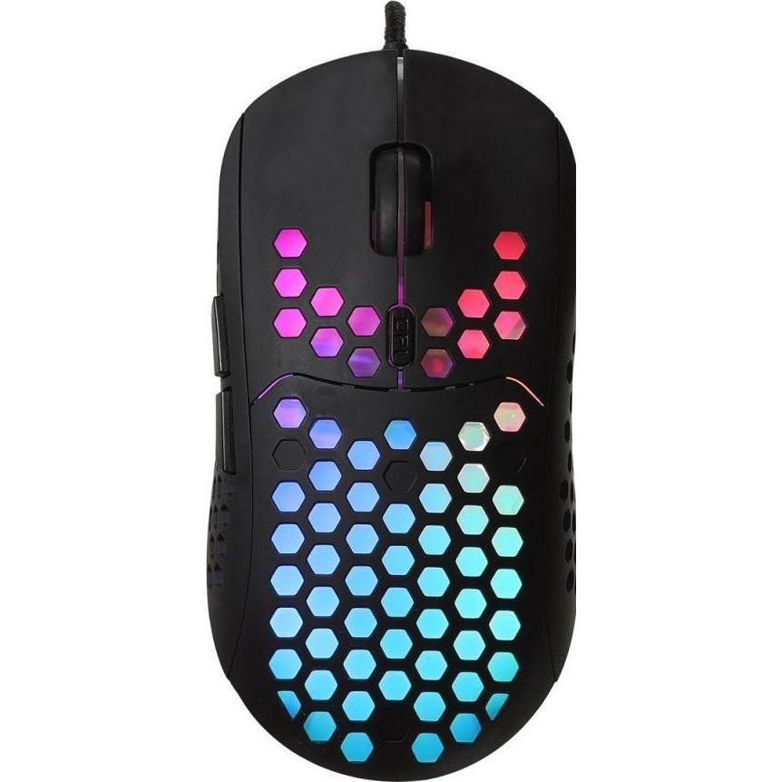 Art optical mouse for gamers 6400DPI USB RGB AM-99 ultra light (Kabelgebunden), Maus, Schwarz