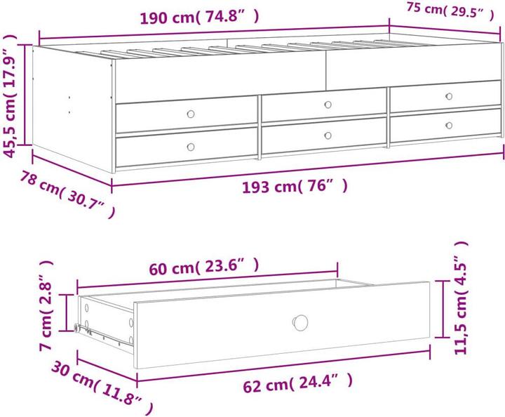 Image du produit vidaXL Tagesbett (75 x 190 cm)