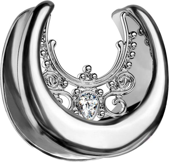 Image du produit Star Piercing Selle argent filigrane fleurs et cristal (sans laiton, Acier chirurgical 316L)