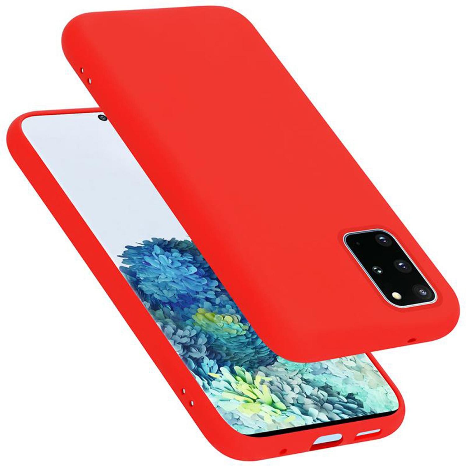 Cadorabo TPU Liquid Silicone Case Cover (Samsung Galaxy S20+), Smartphone Hülle, Rot