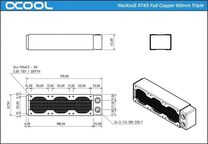 Produktbild Alphacool NexXxoS XT45 Radiator-Block (60 mm)