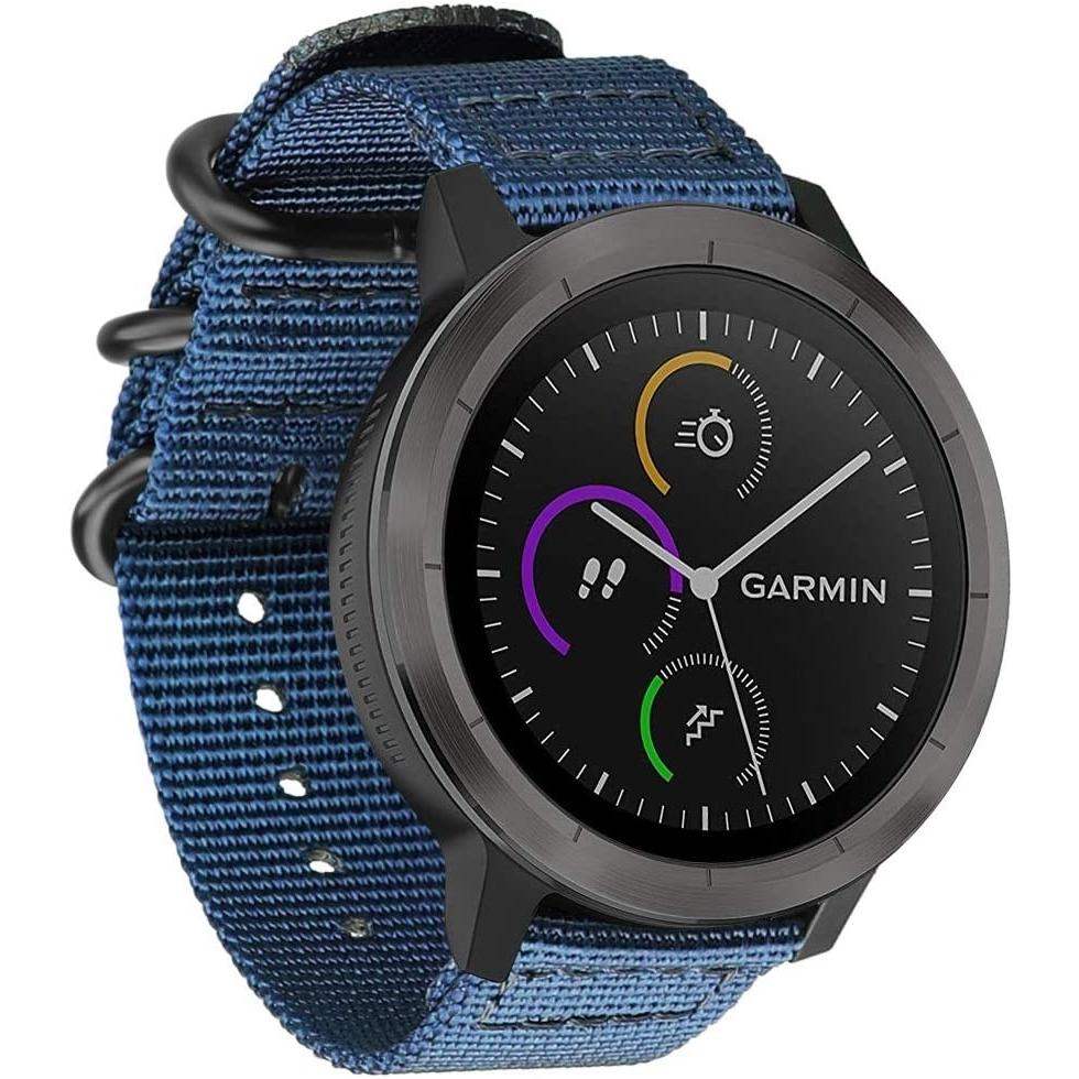 Strap-it Armband (Nylon, vivoactive 4), Uhrenarmband, Blau