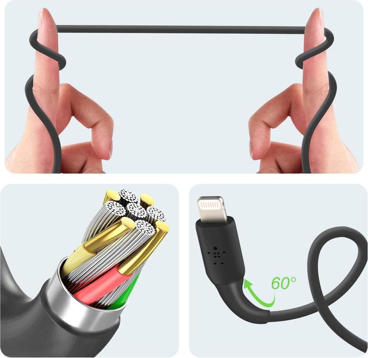 Produktbild Belkin BOOST CHARGE LIGHTNING AUF USB-A-KABEL, 2M, Schwarz (2 m, USB 2.0)