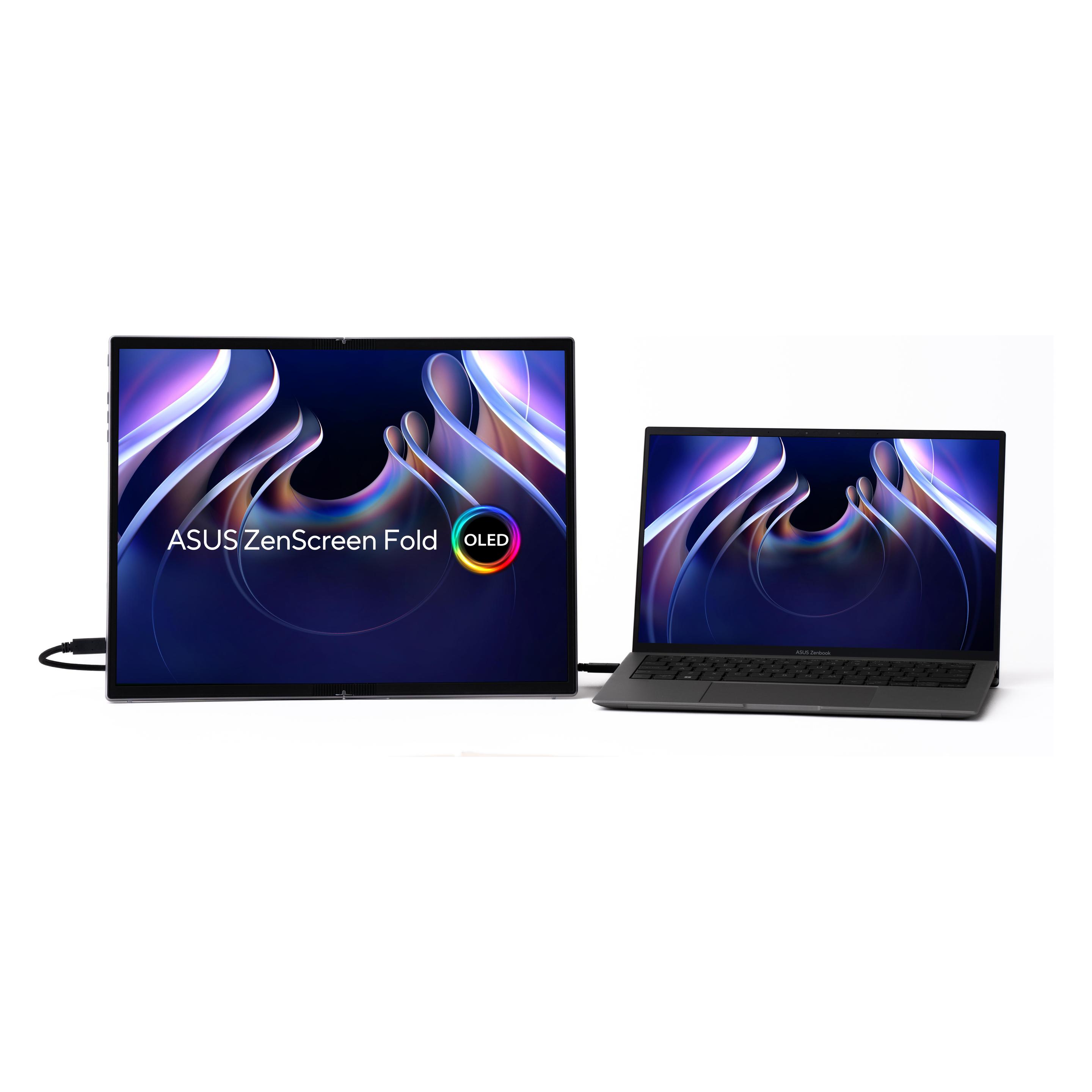ASUS ZenScreen Fold OLED MQ17QH (2560 x 1920 Pixel, 17.30"), Monitor, Silber