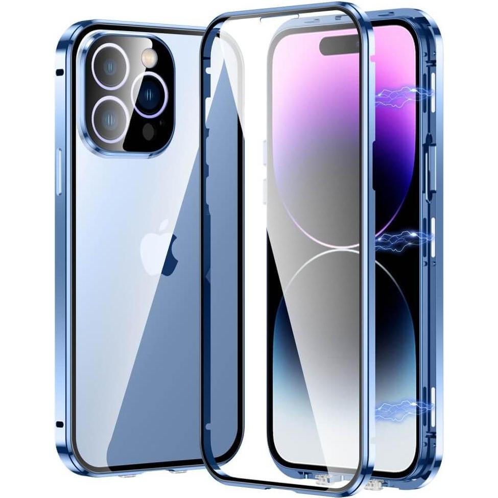 Cover-Discount iPhone 15 Pro - Magnetische Schutzhülle mit Panzerglas blau (Apple iPhone 15 Pro), Smartphone Hülle, Blau