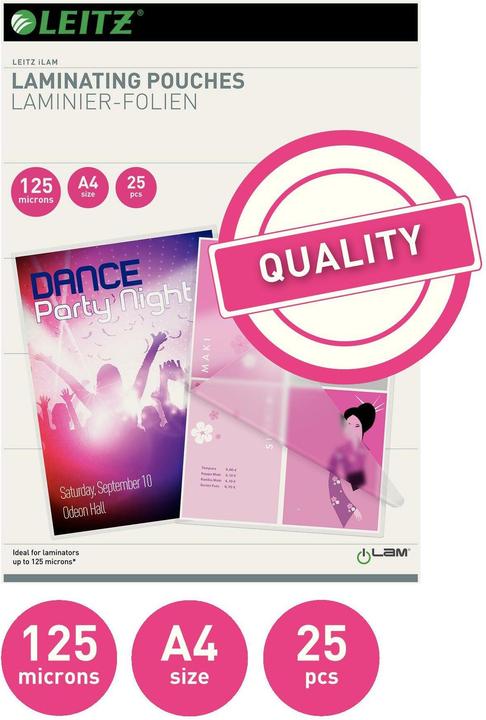 Produktbild Leitz Laminiertasche (A4, 25 Stk., 125 µm)