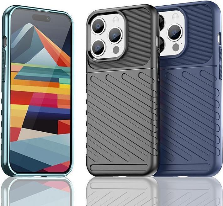 Actual product image Hurtel Armored iPhone 15 Pro Thunder Case - blue (Apple iPhone 15 Pro)