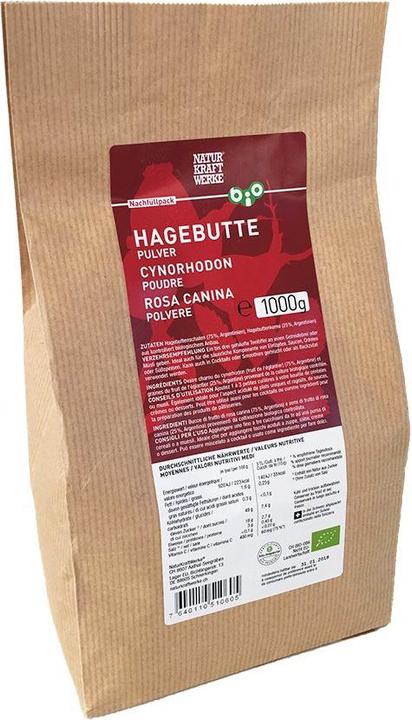 Nährwerte und Zutaten NaturKraftWerke Hagebutte Pulver Bio/kbA Nachfüllung Plv (Pulver, 1000 g)
