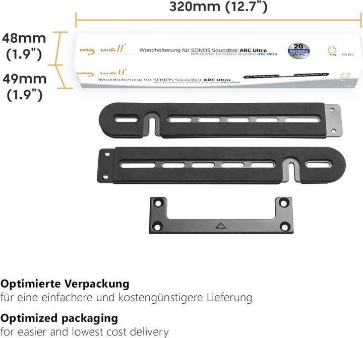 Actual product image myWall Wall mount for Sonos Soundbar Arc Ultra (1 pcs., Wall installation, Not movable)
