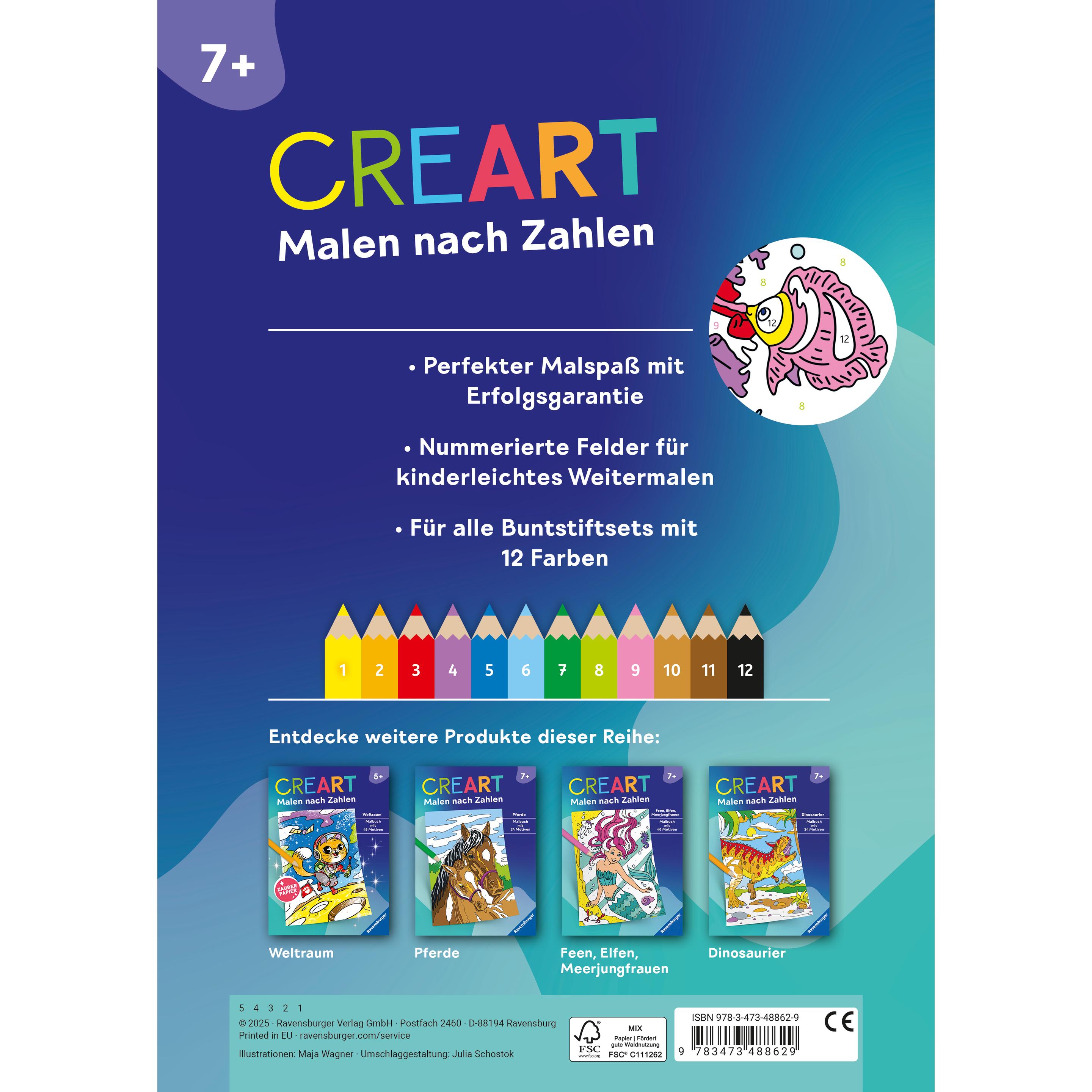 Thumbnail - Ravensburger CreArt Malen nach Zahlen ab 7: Im Meer, Malbuch, 24 Motive