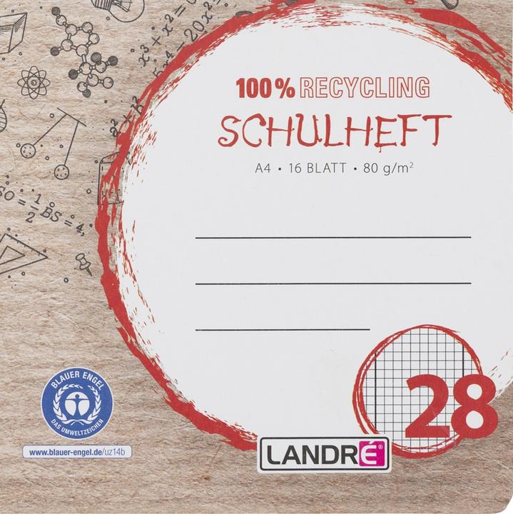 Actual product image Landré Recycling A4 2-fold-saddle stitching exercise book (A4, Lined)