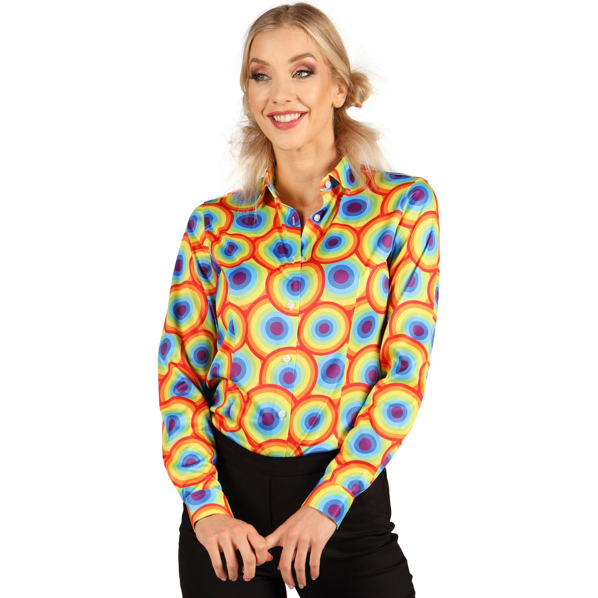 Thetru 70er Bluse Rainbow Dots (4XL)