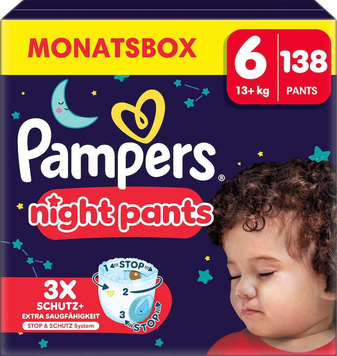 Pampers Baby-Dry Night Pants (Taille 6, Pack mensuel, 138 pièce(s))