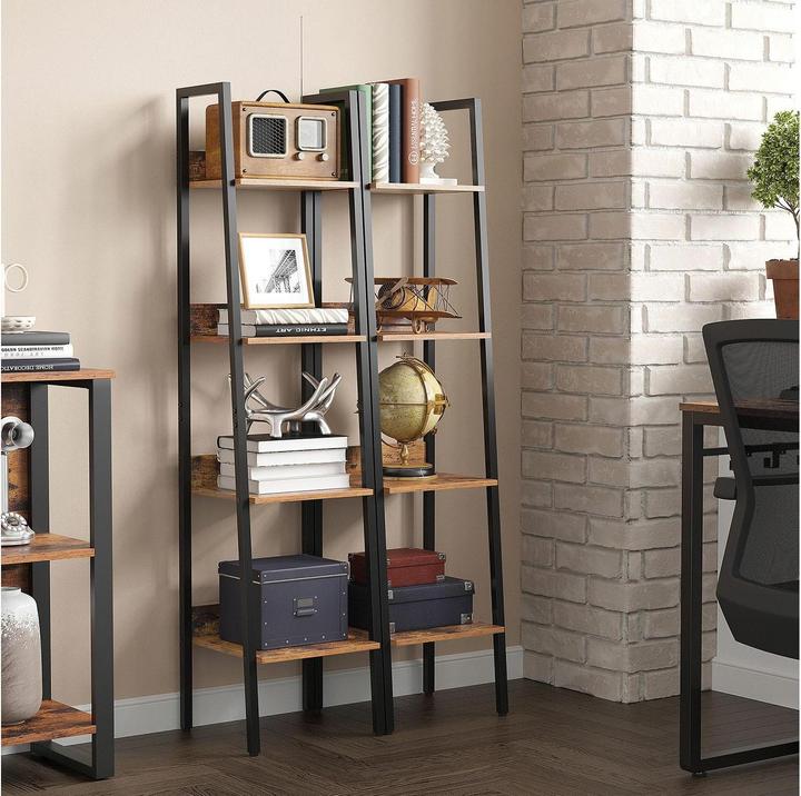 Produktbild Vasagle Regal mit 4 Ebenen Schwarz/Braun (33.80 x 30 x 140 cm)