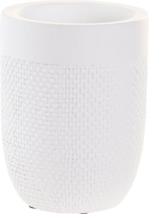 DKD Home Decor Trinkglas Weiss Zement 8 x 8 x 10,5 cm (1) (1x)