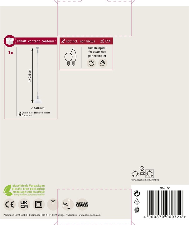 Actual product image Paulmann URail Pendant Sarrasani (E14)