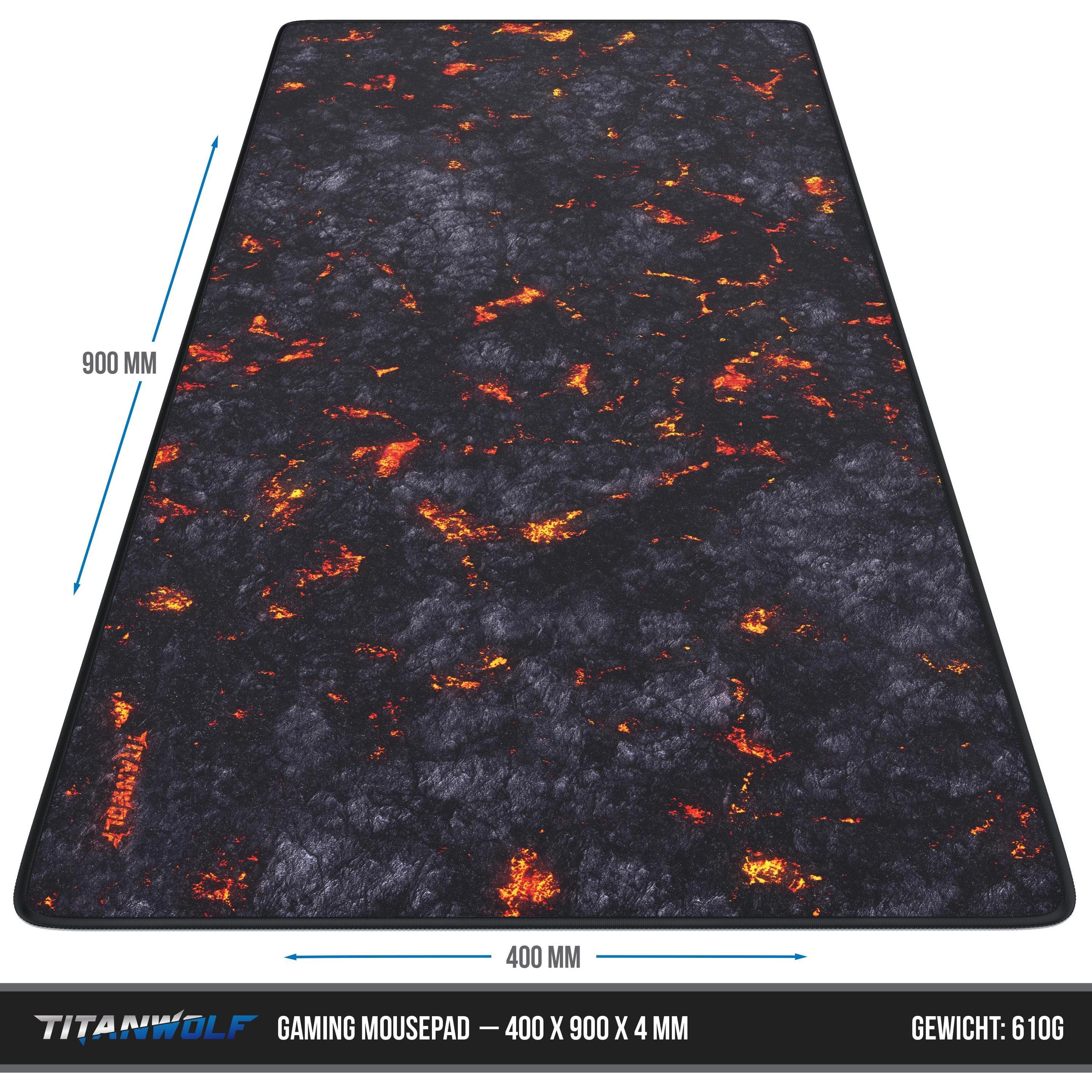 Thumbnail - Titanwolf Gaming Mauspad XXL, glattes Stoffgewebe, Speed Mausmatte 900 x 400mm grosse Fläche, Lavamotiv (XXL), Mausmatte...