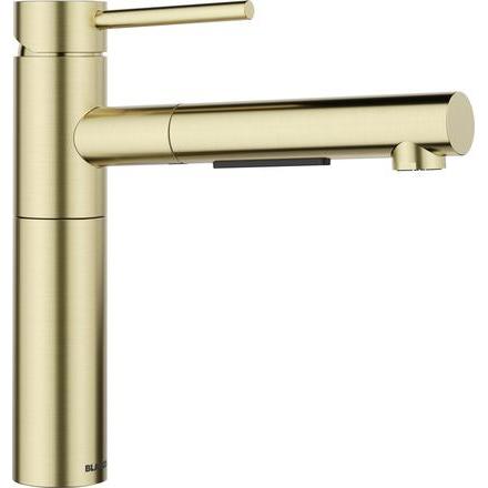 Blanco, Küchenarmatur, ALTA-S II Edelstahl satin gold Hochdruck Mit herausziehbarem Schlauch Rückflussverhin