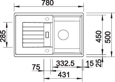 Actual product image Blanco Zia 45 S (Top-mounted sink, 78 cm, 50 cm)