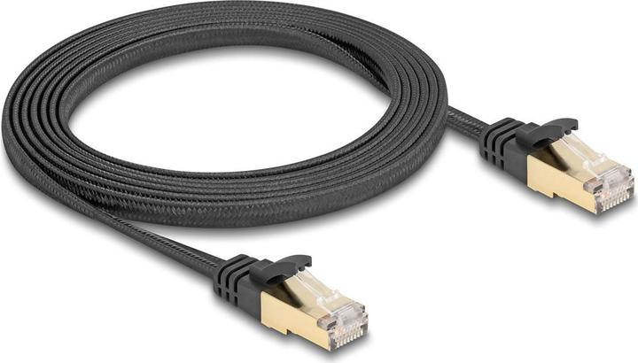 Produktbild Delock RJ45 Flachband Netzwerkkabel mit Geflechtmantel Cat.6 (S/FTP, CAT6a, 2 m)