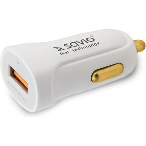 Savio Auto-Ladegerät Quick Charge 3.0A SA-05/W, Auto Adapter, Weiss