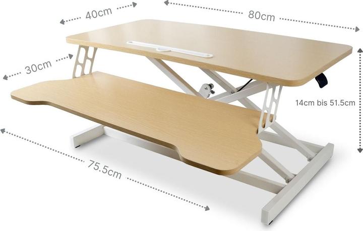 Produktbild Hermex Bürotisch Aufsatz Notebook Schreibtisch Pneumatik Hubtisch Office Desk Arbeitstisch