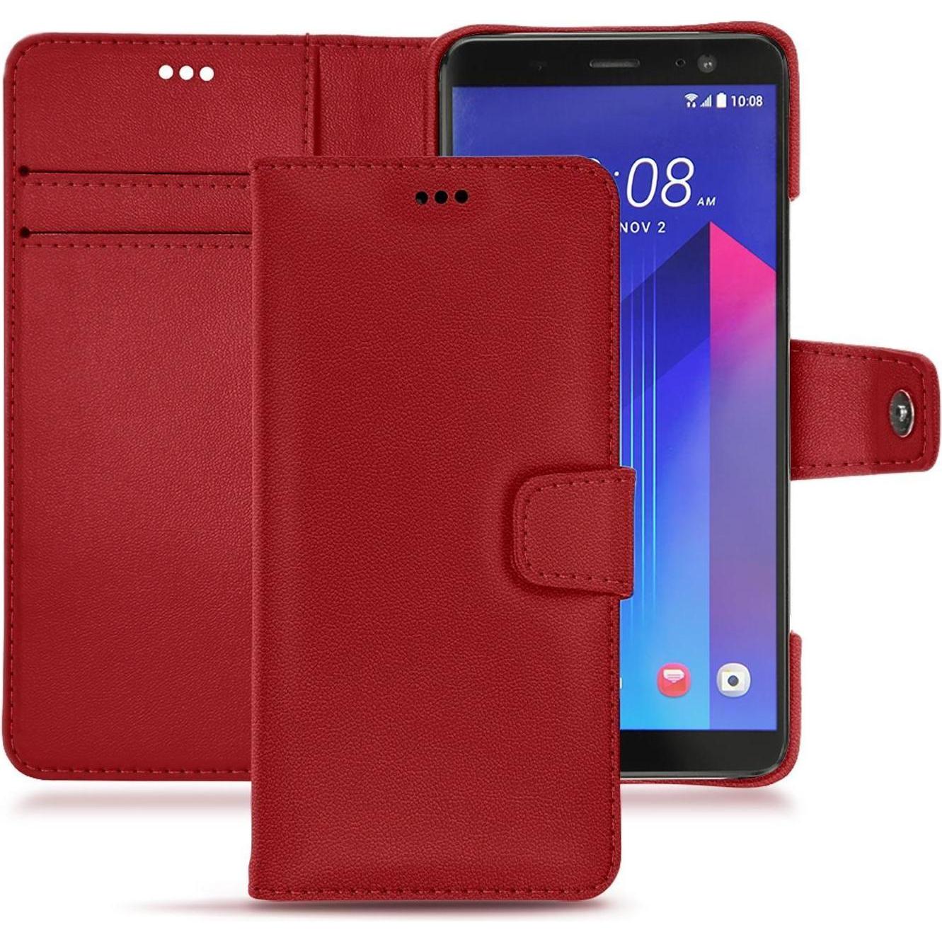 Noreve Lederschutzhülle Wallet (HTC U11+), Smartphone Hülle, Rot