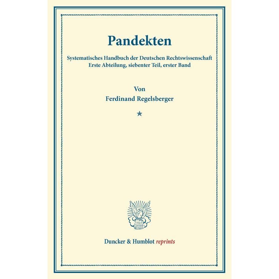 Pandekten., Fachbücher von Ferdinand Regelsberger