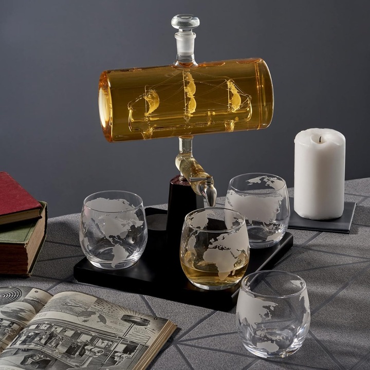 Image du produit Oak & Steel Verres à whisky et décanteurs Bateau (1 l)