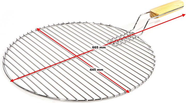 Actual product image Wiltec Round Grill Grate Ø44.5cm of Stainless Steel with Handle as Cooking Grid for Charcoal, Gas BBQ etc.