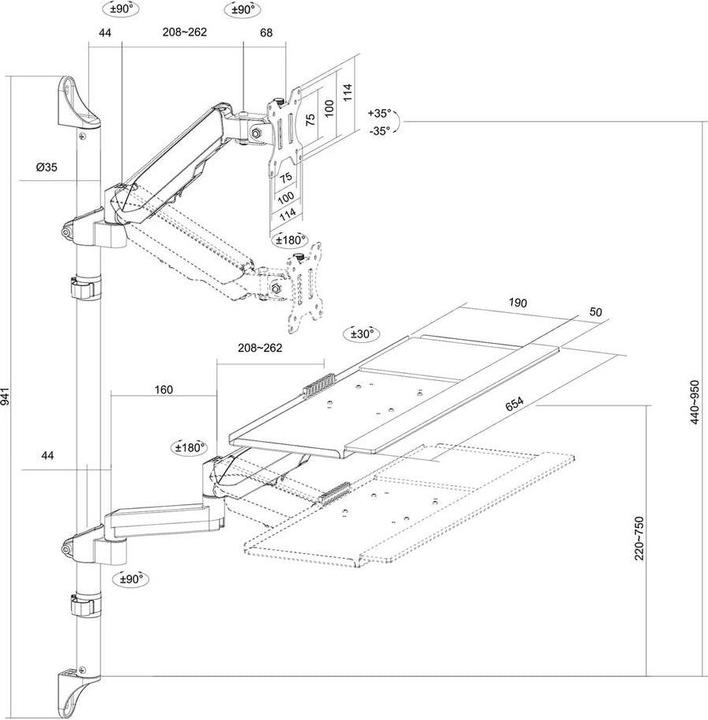 Produktbild myWall My Wall HL64L 1 Stück Monitor-Wandhalterung 43,2 cm (17") - 81,3 cm (32") Schwar (Wand, 32")