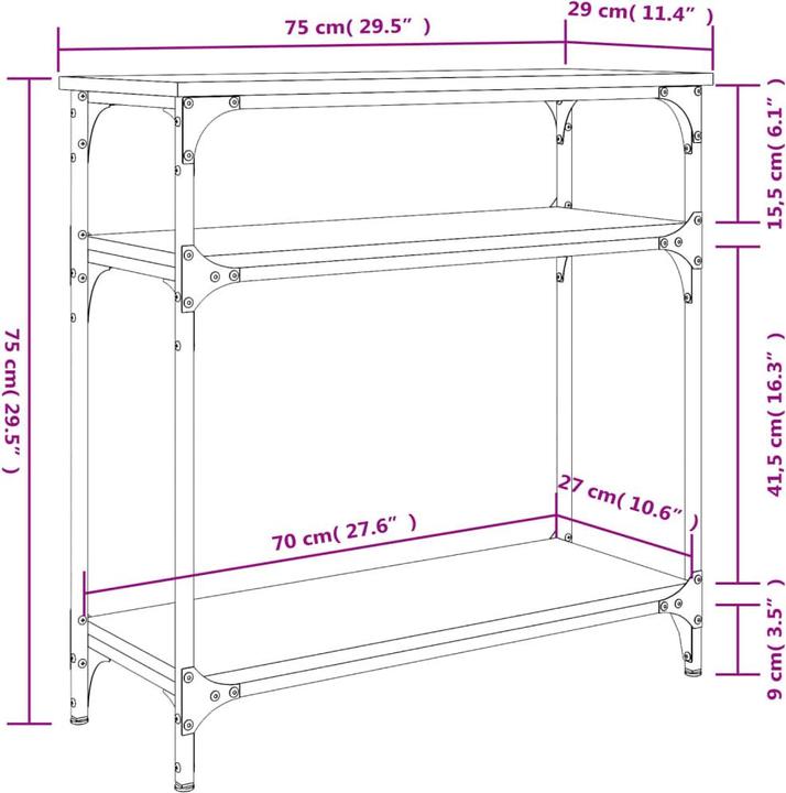 Produktbild vidaXL Konsolentisch (75 x 29 x 75 cm)