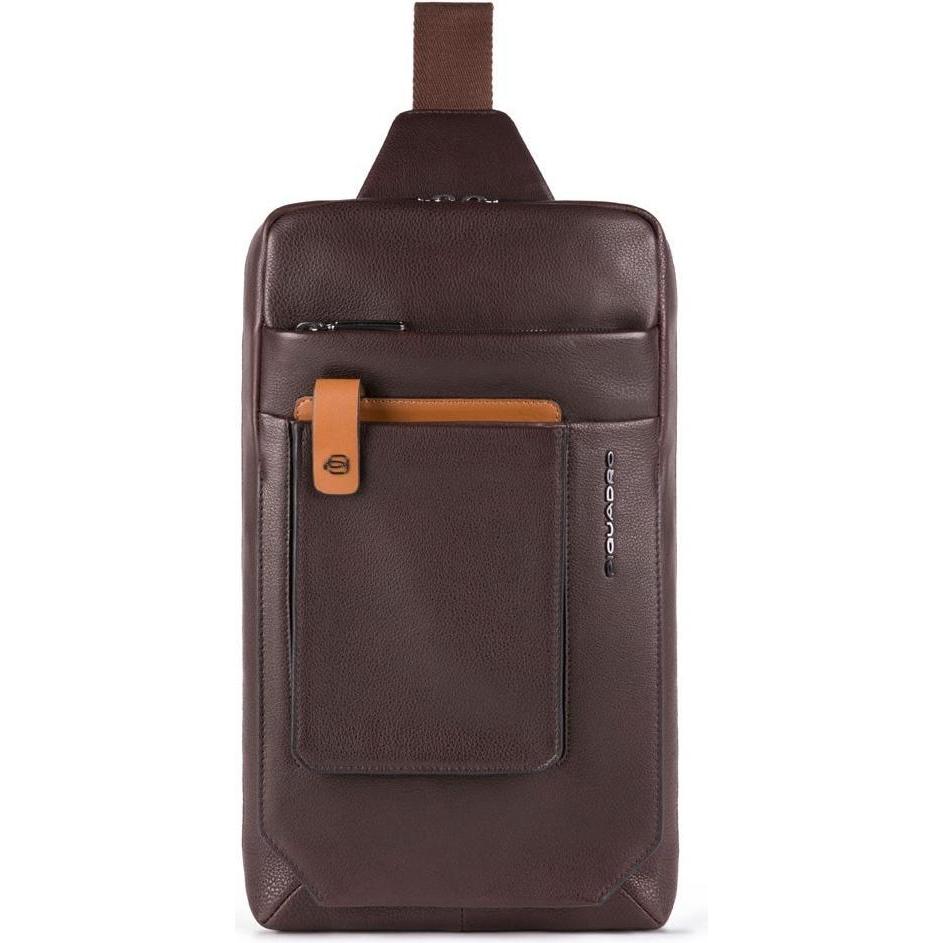 Piquadro, Herren, Handtasche, Tallin, Leather, Textile Bag, Mono Sling, Brown, For Men, 20 x 33, Braun