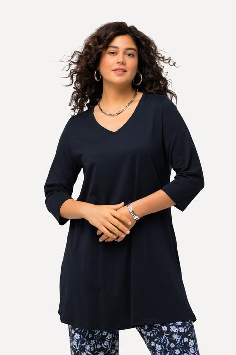 Immagine prodotto Ulla Popken Maglia lunga con scollo a V, maniche a 3/4 e taglio svasato (68)