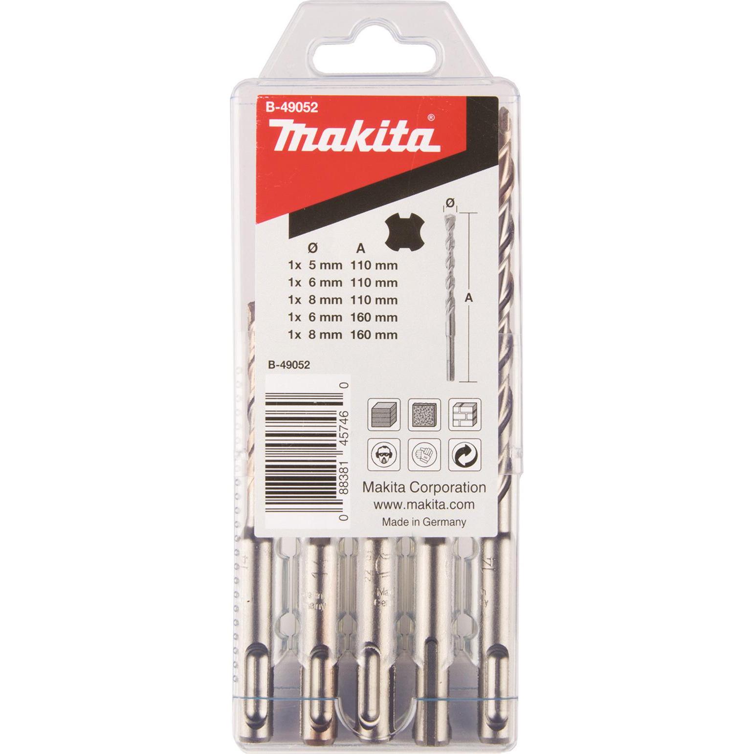 Makita, Bohrereinsatz, SDS-VPLUS-Bohrer-Set Nr2 5tlg. (5, 6, 8 Millimeter)